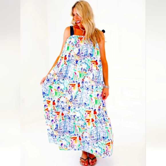 Colorful Abstract Maxi Dress - Picture 1 of 11